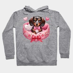 Valentine Dachshund Dog in Bed Hoodie